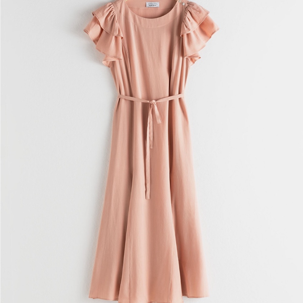 & Other Stories Ruffled Sleeve Midi Dress